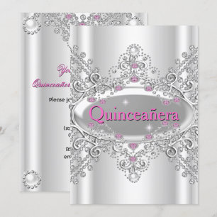 Quinceañera 15. Geburtstagsparty Pink Diamonds Einladung