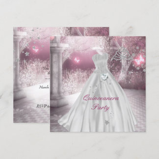 Quinceanera 15. Geburtstagsparty Pink Einladung