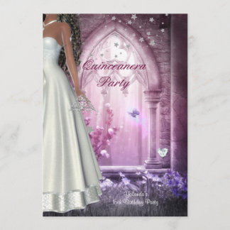Quinceanera 15. Geburtstagsparty Pink Weißes Kleid Einladung