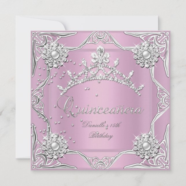 Quinceanera 15. Geburtstagsparty Soft Pink Einladung (Vorderseite)