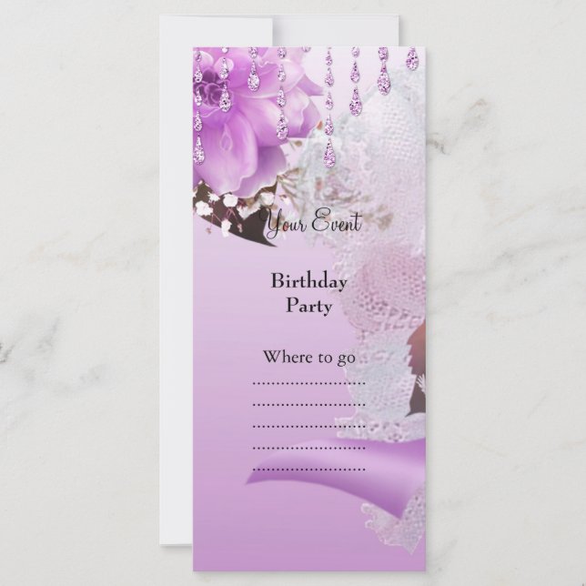 Quinceanera 15. Lilac Pink Floral White (Vorderseite)