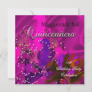 Quinceanera 15. Masquerade Lila rosa Masken Einladung