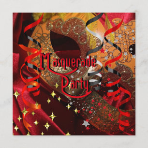 Quinceanera 15. Masquerade Party Rote Schwarze Mas Einladung