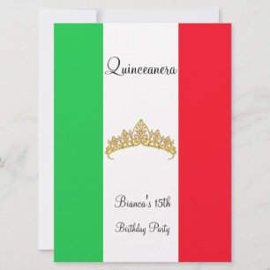 Quinceanera 15. Mexiko Gold-Tiara Einladung