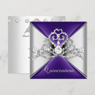 Quinceanera 15 Tiara Lila Silber Weiß Diamant Einladung