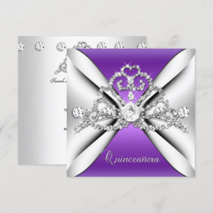 Quinceanera 15 Tiara Lila Silber Weiß Einladung