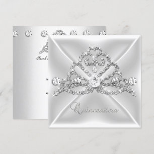 Quinceanera 15 Tiara Silber Weiß Diamant 2 Einladung