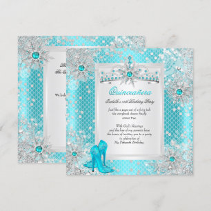 Quinceanera 15. Türkisblauer Winter-Wunderland Einladung