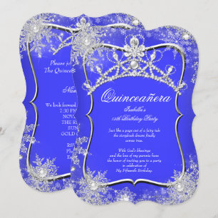 Quinceanera 15. Winter Wonderland Königliches Blau Einladung