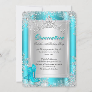 Quinceanera 15. Winter Wonderland Türkis Aqua Einladung