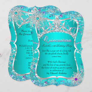 Quinceanera 15. Winter Wonderland Türkis Lila Einladung