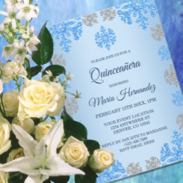 Quinceañera 15th Birthday Ice Blue Snowflake Einladung
