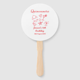 Quinceanera 15th birthday red beach party tree sun fächer