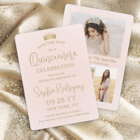 Quinceañera 3-Foto-Collage Chic rosé & Gold