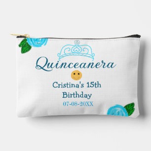 Quinceanera anos 15. Geburtstag blauen Rose Kronku Zubehörtasche