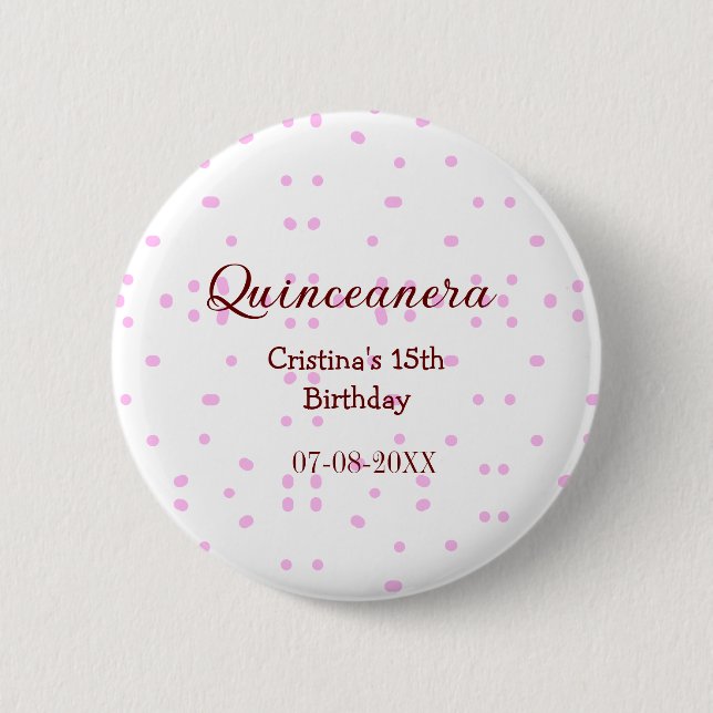 Quinceanera anos 15. Geburtstag hinzufügen Namen r Button (Vorderseite)