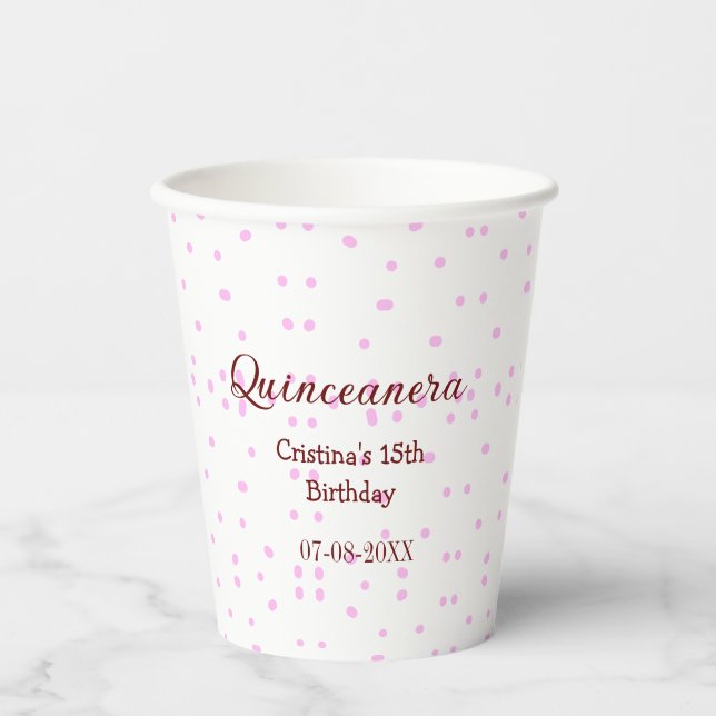 Quinceanera anos 15. Geburtstag hinzufügen Namen r Pappbecher (Vorderseite)