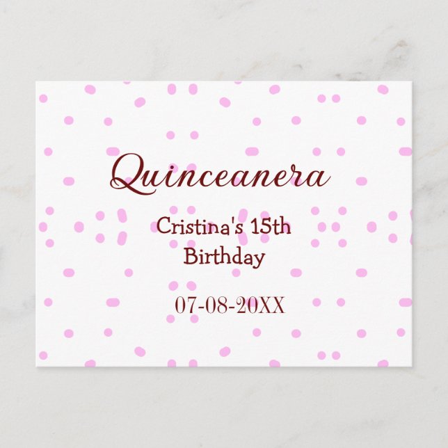 Quinceanera anos 15. Geburtstag hinzufügen Namen r Postkarte (Vorderseite)