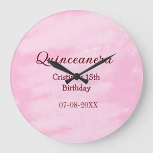 Quinceanera anos 15. Geburtstag hinzufügen Namen T Große Wanduhr