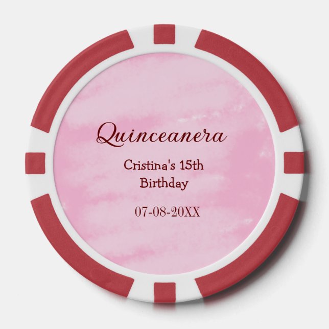 Quinceanera anos 15. Geburtstag hinzufügen Namen T Pokerchips (Vorderseite)
