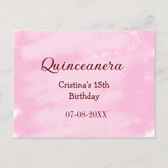 Quinceanera anos 15. Geburtstag hinzufügen Namen T Postkarte (Vorderseite)