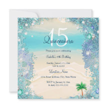 Quinceanera Aquamarin Blue Sand Ocean Beach Geburt