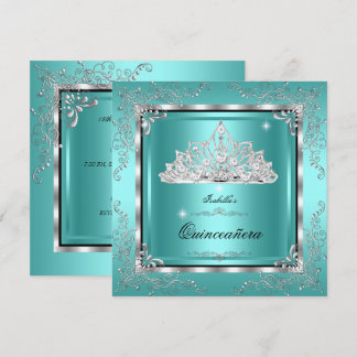Quinceanera Aquamarin Diamond Tiara 15. Geburtstag Einladung