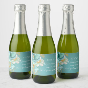 Quinceanera Aquamarin Gold Floral Mini Champagne L