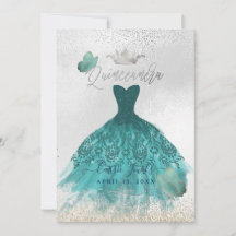 Quinceanera Aquamarin Ombre Butterflies Prinzessin