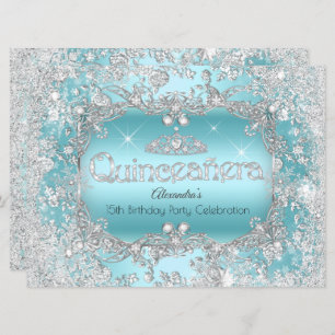 Quinceanera Aquamarin Silver Tiara Winter Wonderla Einladung