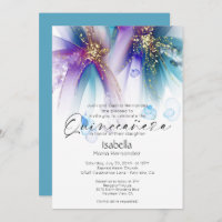 Quinceanera | Auffallend Aquamarin Lila Abstrakt