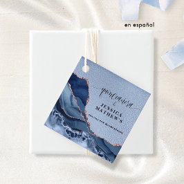 Quinceañera Azul con Agate y Papel Aluminio Azul Geschenkanhänger