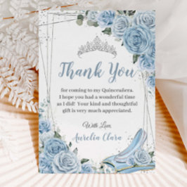 Quinceañera Baby Blue Floral Sweet 16 Aschenputtel Dankeskarte