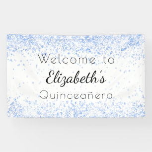 Quinceanera Baby Blue Glitzer Staub willkommen Banner