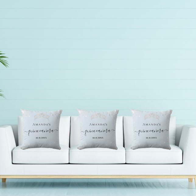 Quinceanera Baby blue silber Glitzern tiara Name Kissen (Von Creator hochgeladen)