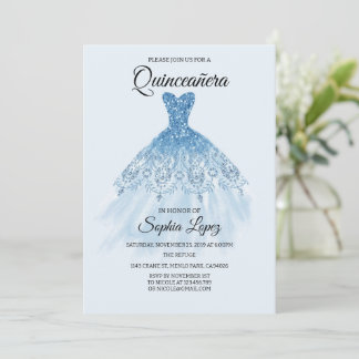 Quinceanera Baby Blue Theme, Mis Quince Einladung