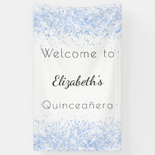 Quinceanera Baby Blue White Empfang Banner