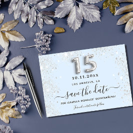 Quinceanera Babyblau Save the Date Mitteilungskarte
