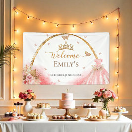 Quinceanera Begrüßungszeichen | Boho Pink Floral Banner