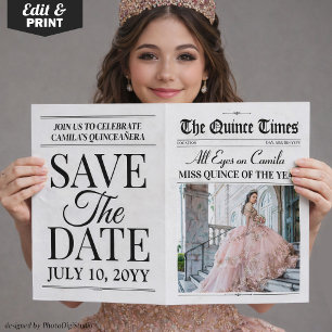 Quinceañera Bewahrung des Datums Zeitungs-Fotoshoo Karte