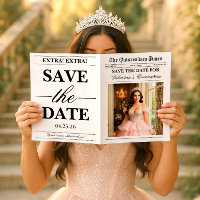 Quinceañera Bewahrung des Datums Zeitungs-Fotoshoo