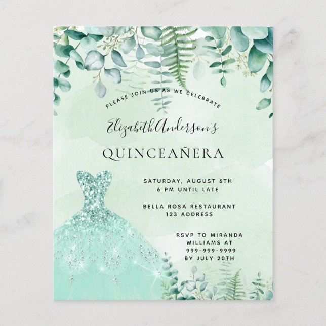 Quinceanera bezauberndes Kleiderbudget Flyer (Vorne)