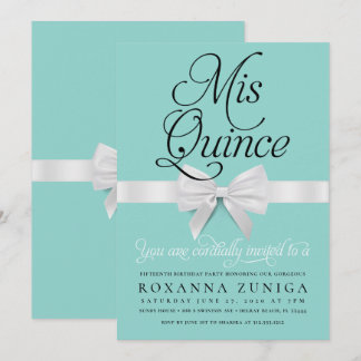 Quinceanera Birthday Blue Elegant Einladung
