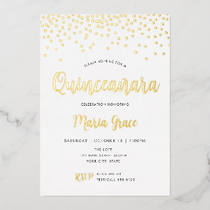 Quinceanera Birthday Gold REAL FOIL Confetti Folieneinladung