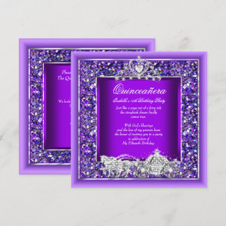 Quinceanera Birthday Horriage Lila Einladung