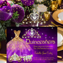 Quinceanera Birthday Lila Kleidung Tiara Carriage
