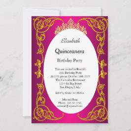 Quinceanera Birthday Party Roink Gold Einladung