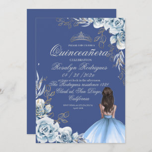 Quinceañera Birthday Royal Blue Einladung