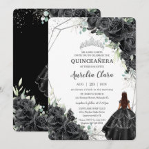 Quinceañera Black Floral Rose Brown Tan Princess