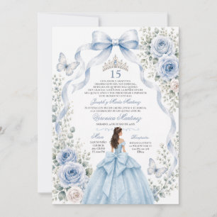Quinceañera Blaue Prinzessinnen Tiara 15 Jahre Einladung